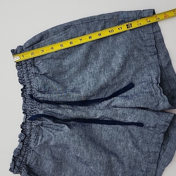 Jachs Girlfriend Blue Chambray Linen Blend Shorts Elasticized Waist Tie Sz Small - Picture 12 of 14